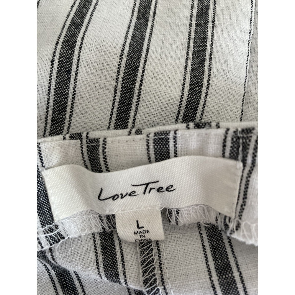 Cottagecore Love Tree Dress Sz LWhite With Black Strips Short Sleeve Coastal - Picture 10 of 12